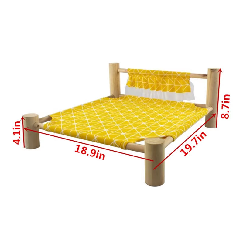 Cat Bed Elevated Bed Canvas House Cat Solid Wood Hammock Pet Camping Bed Cat House Portable Removable Washable Pet Supplies