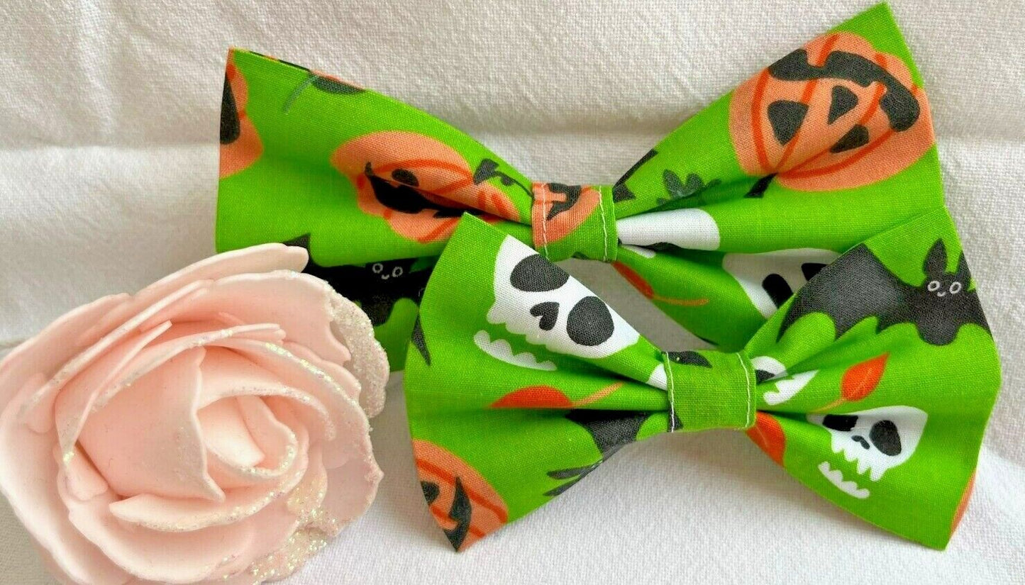 Halloween Dog Collar Accessories Bow & Bandana Handmade in UK. Multi Sizes