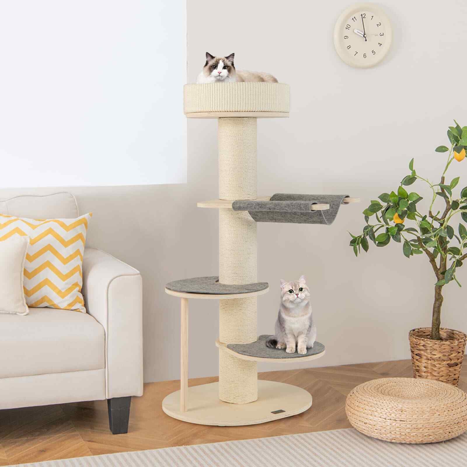 COSTWAY Indoor Cat Tree 120 CM Multi-Layer Cat Tower with Hammock SVE10172GRPV