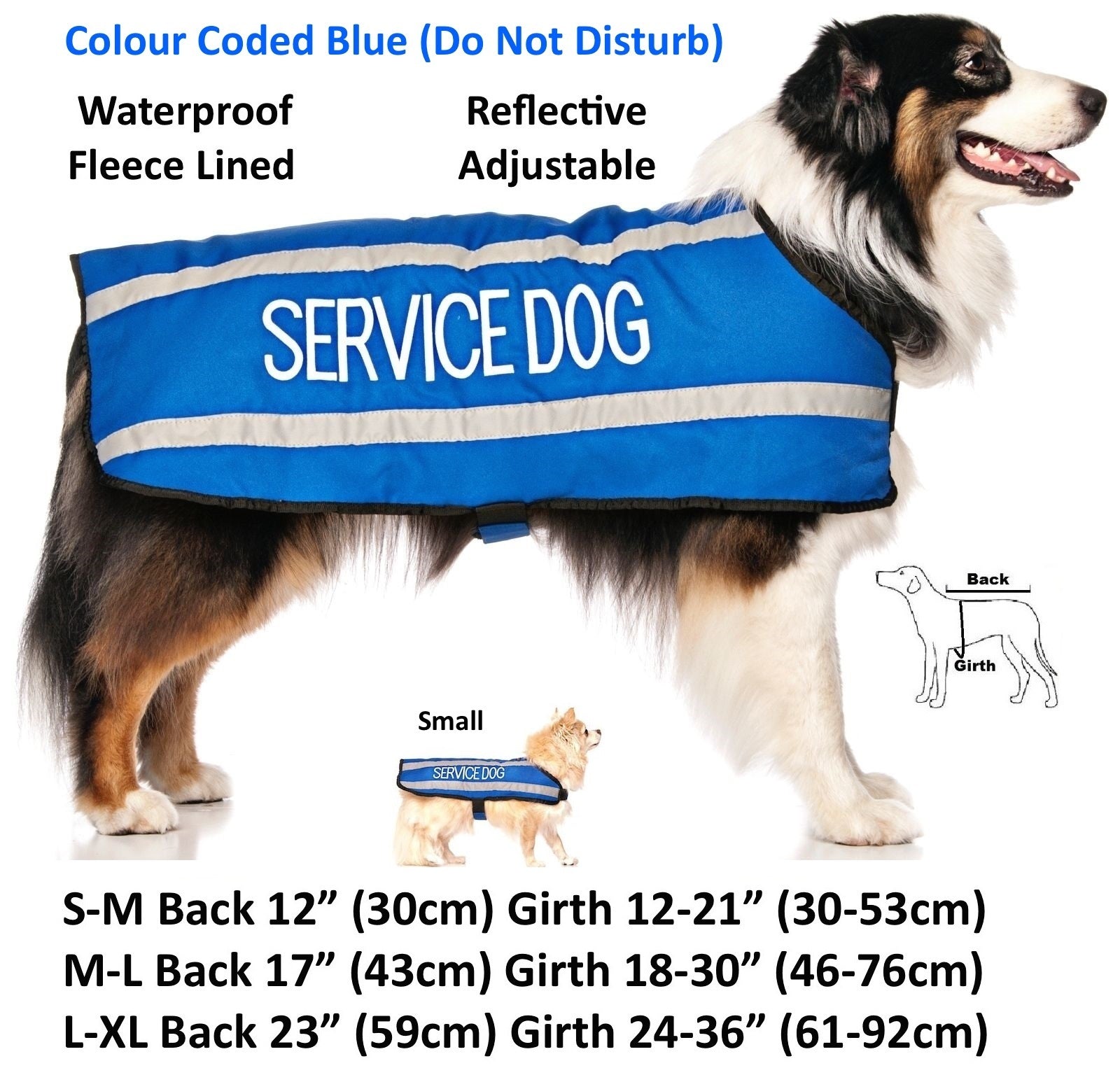 Dog Coats S M XL Warm Reflective Waterproof Fleece Lined by Friendlydogcol