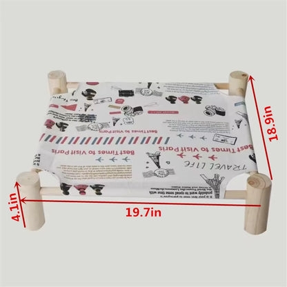 Cat Bed Elevated Bed Canvas House Cat Solid Wood Hammock Pet Camping Bed Cat House Portable Removable Washable Pet Supplies
