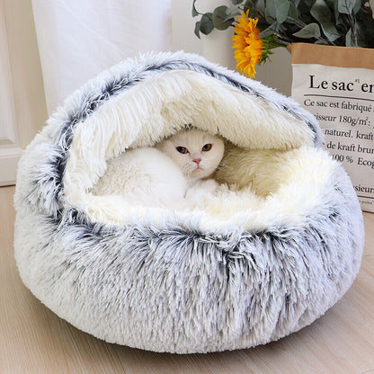 Pet Dog Cat Bed round Plush Kitten Warm Sleeping Nest Bed Cat Igloo Cave House