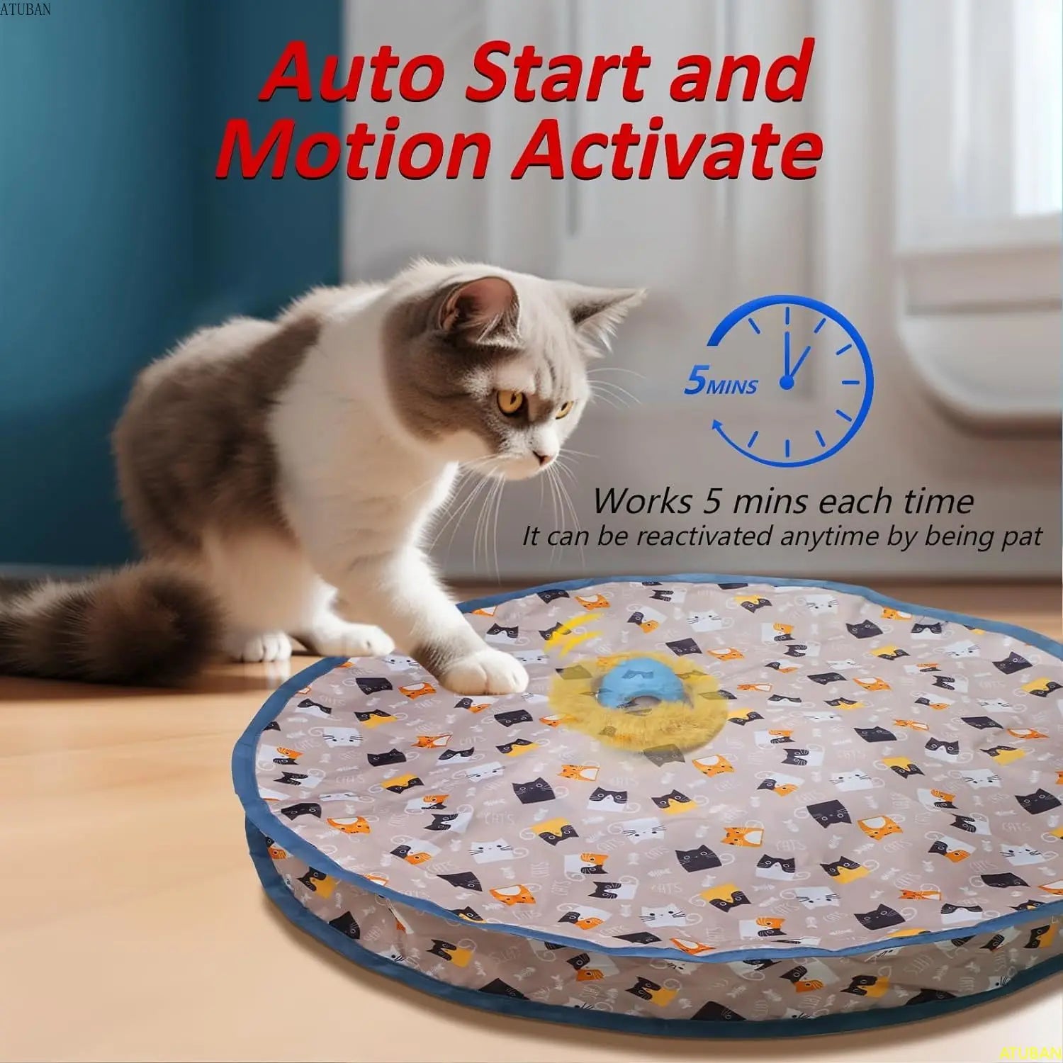Electric Cat Toys,Hide and Seek Kitten Toy,Chirping&Motion Activated Interactive Cat Toy,Cats Hiding Cover Exercise Toy