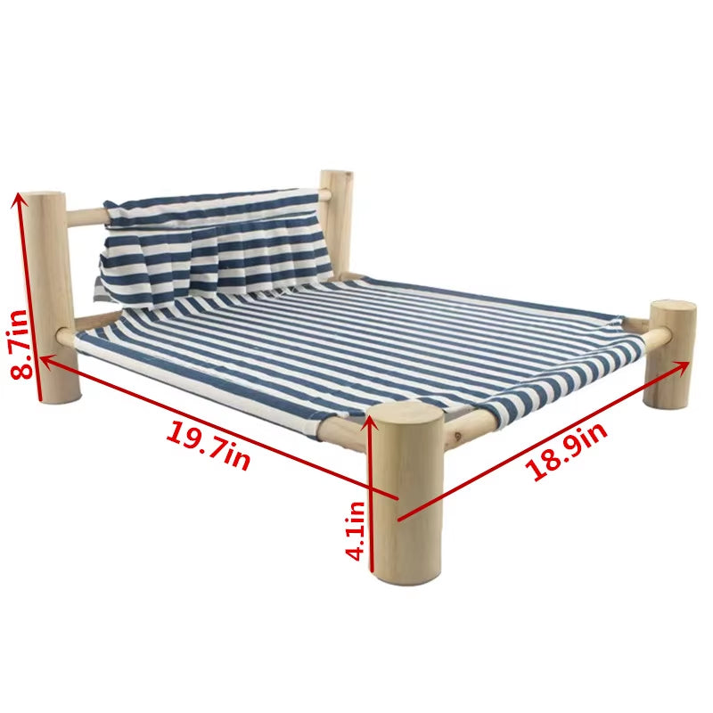 Cat Bed Elevated Bed Canvas House Cat Solid Wood Hammock Pet Camping Bed Cat House Portable Removable Washable Pet Supplies