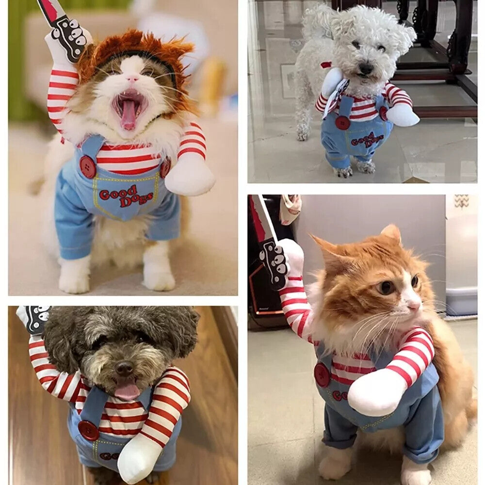 Pet Chucky Dogs Halloween Costume Party Cosplay Pets Fancy Dress Jumpsuits UK