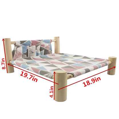 Cat Bed Elevated Bed Canvas House Cat Solid Wood Hammock Pet Camping Bed Cat House Portable Removable Washable Pet Supplies