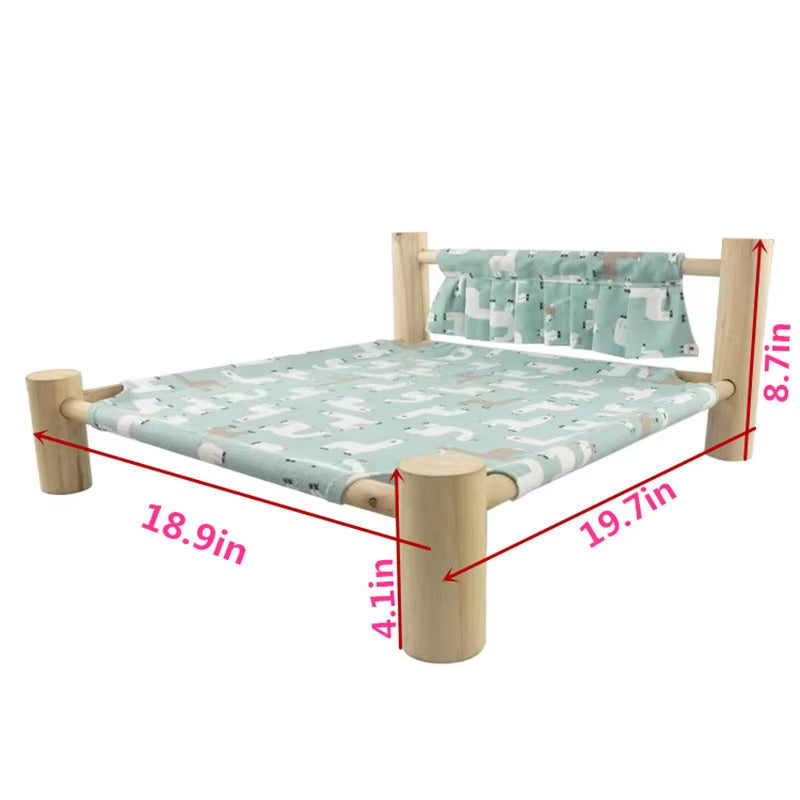 Cat Bed Elevated Bed Canvas House Cat Solid Wood Hammock Pet Camping Bed Cat House Portable Removable Washable Pet Supplies