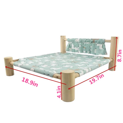 Cat Bed Elevated Bed Canvas House Cat Solid Wood Hammock Pet Camping Bed Cat House Portable Removable Washable Pet Supplies