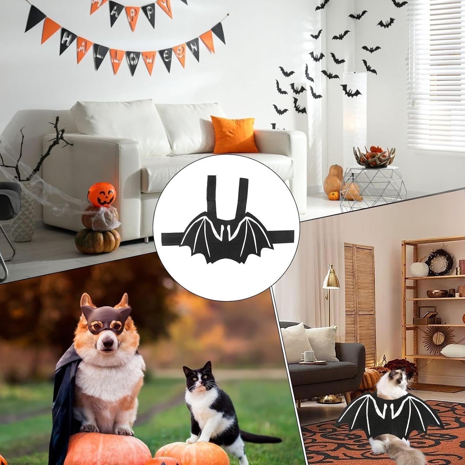 Bat Wings Dog Costume, Glow in the Dark Pet Cosplay Outfit, Halloween or Party