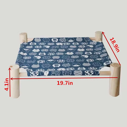Cat Bed Elevated Bed Canvas House Cat Solid Wood Hammock Pet Camping Bed Cat House Portable Removable Washable Pet Supplies