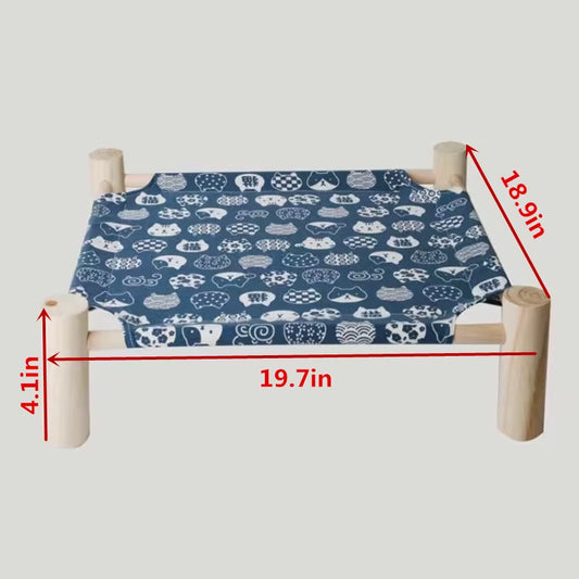 Cat Bed Elevated Bed Canvas House Cat Solid Wood Hammock Pet Camping Bed Cat House Portable Removable Washable Pet Supplies