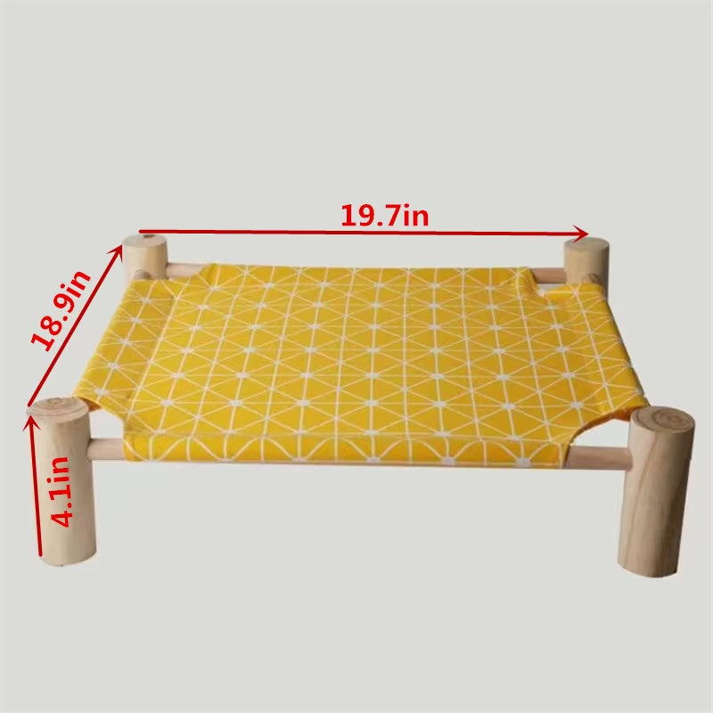 Cat Bed Elevated Bed Canvas House Cat Solid Wood Hammock Pet Camping Bed Cat House Portable Removable Washable Pet Supplies