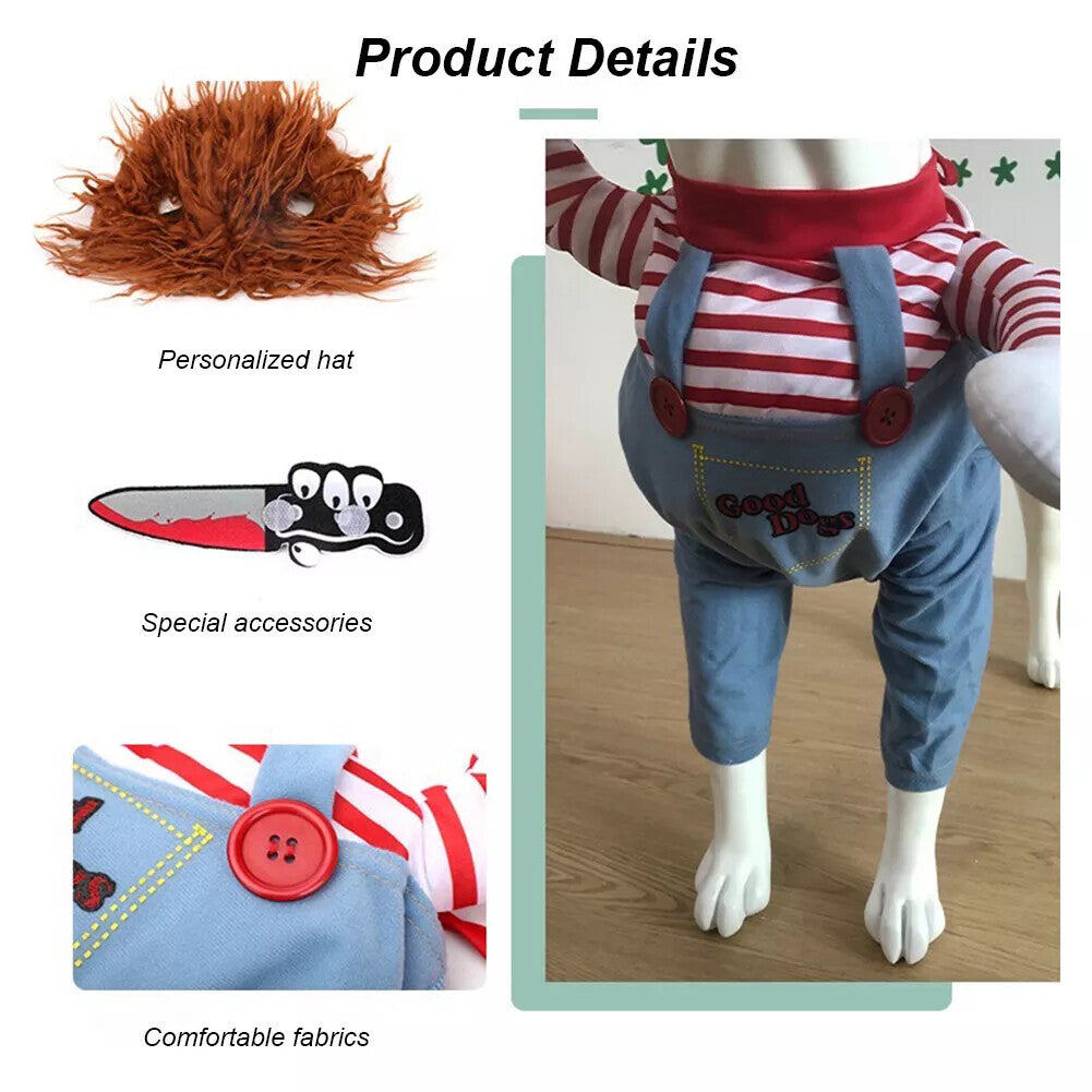 Pet Chucky Dogs Halloween Costume Party Cosplay Pets Fancy Dress Jumpsuits UK