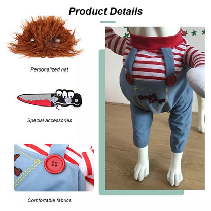Pet Chucky Dogs Halloween Costume Party Cosplay Pets Fancy Dress Jumpsuits UK