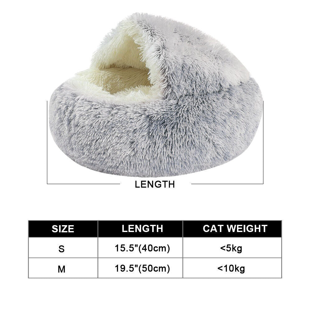 Pet Dog Cat Bed round Plush Kitten Warm Sleeping Nest Bed Cat Igloo Cave House