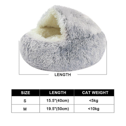 Pet Dog Cat Bed round Plush Kitten Warm Sleeping Nest Bed Cat Igloo Cave House