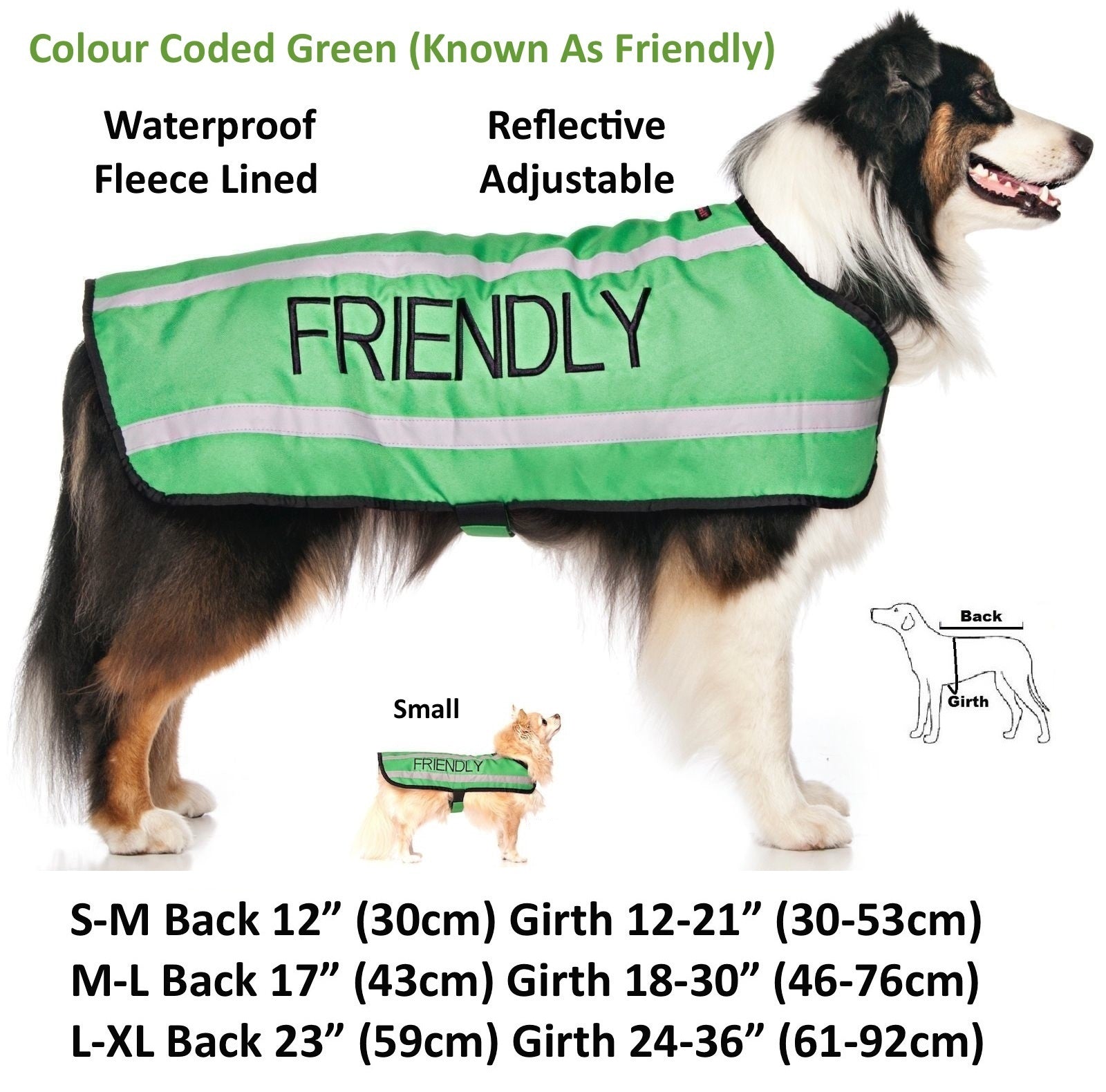 Dog Coats S M XL Warm Reflective Waterproof Fleece Lined by Friendlydogcol