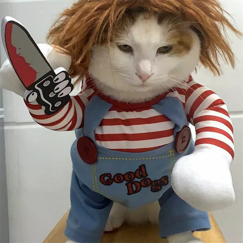 Pet Chucky Dogs Halloween Costume Party Cosplay Pets Fancy Dress Jumpsuits UK