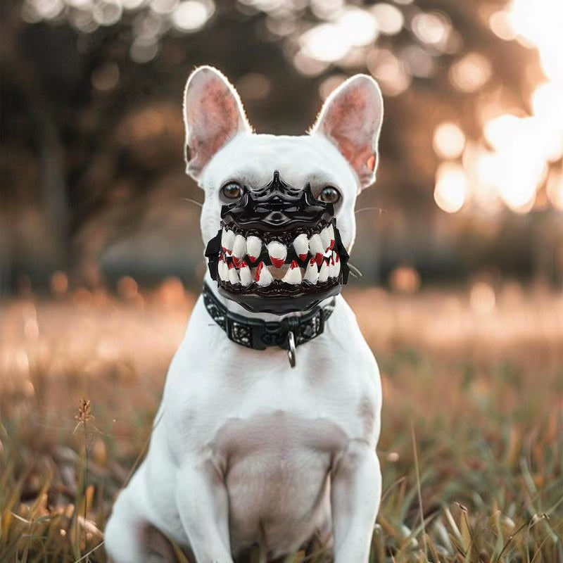 Halloween Dog Muzzle with Teeth Creepy Dog Costume with Large Teeth Spooky Prop for Halloween Adjustable Hilarious Werewolf