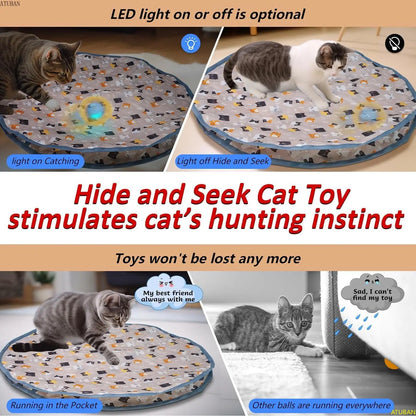 Electric Cat Toys,Hide and Seek Kitten Toy,Chirping&Motion Activated Interactive Cat Toy,Cats Hiding Cover Exercise Toy