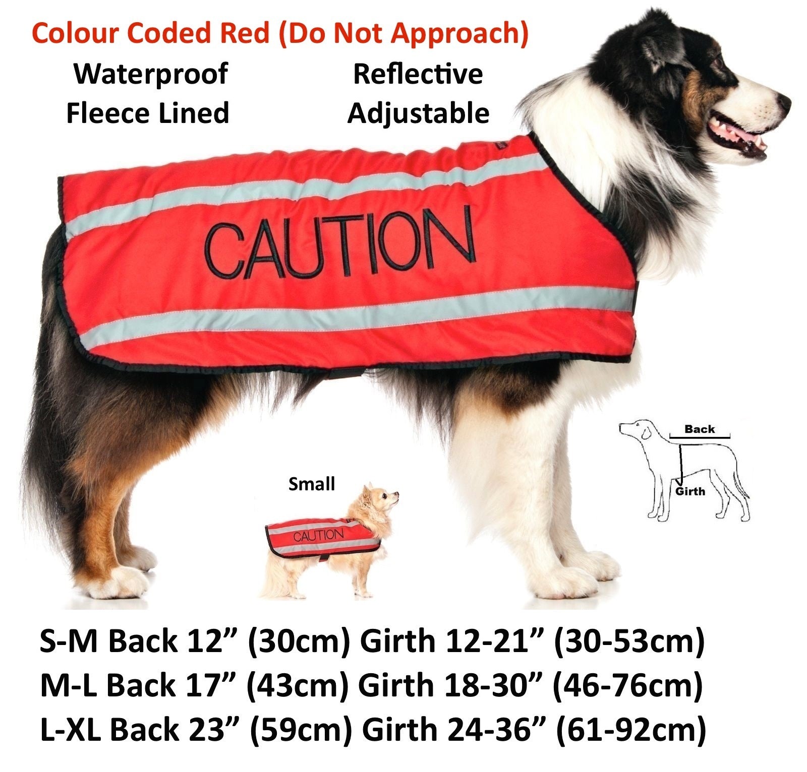 Dog Coats S M XL Warm Reflective Waterproof Fleece Lined by Friendlydogcol