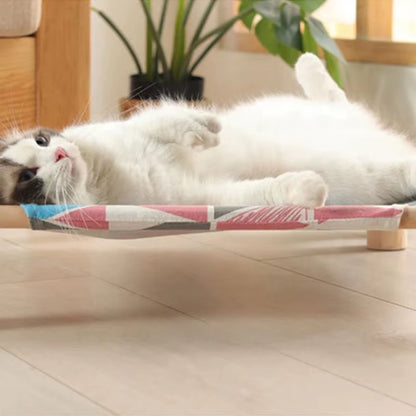 Cat Bed Elevated Bed Canvas House Cat Solid Wood Hammock Pet Camping Bed Cat House Portable Removable Washable Pet Supplies
