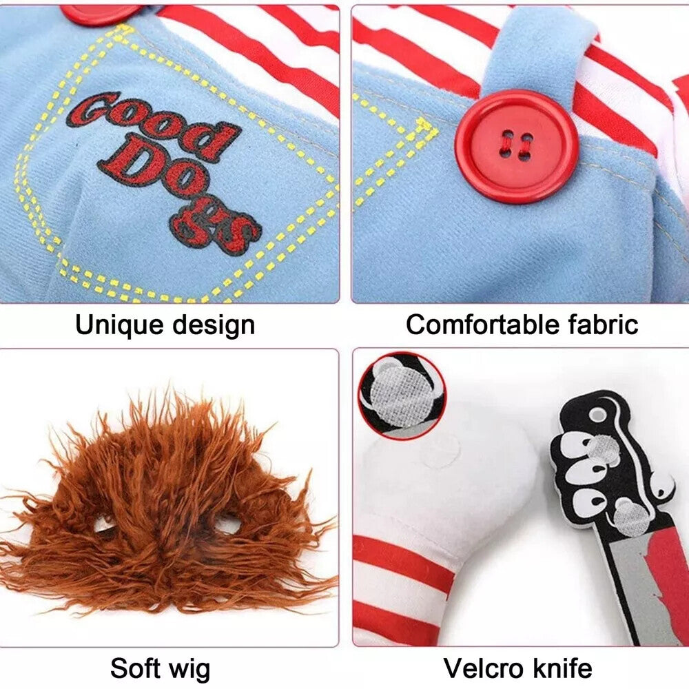 Pet Chucky Dogs Halloween Costume Party Cosplay Pets Fancy Dress Jumpsuits UK