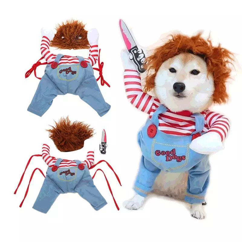 Pet Chucky Dogs Halloween Costume Party Cosplay Pets Fancy Dress Jumpsuits UK