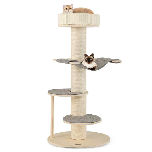 COSTWAY Indoor Cat Tree 120 CM Multi-Layer Cat Tower with Hammock SVE10172GRPV