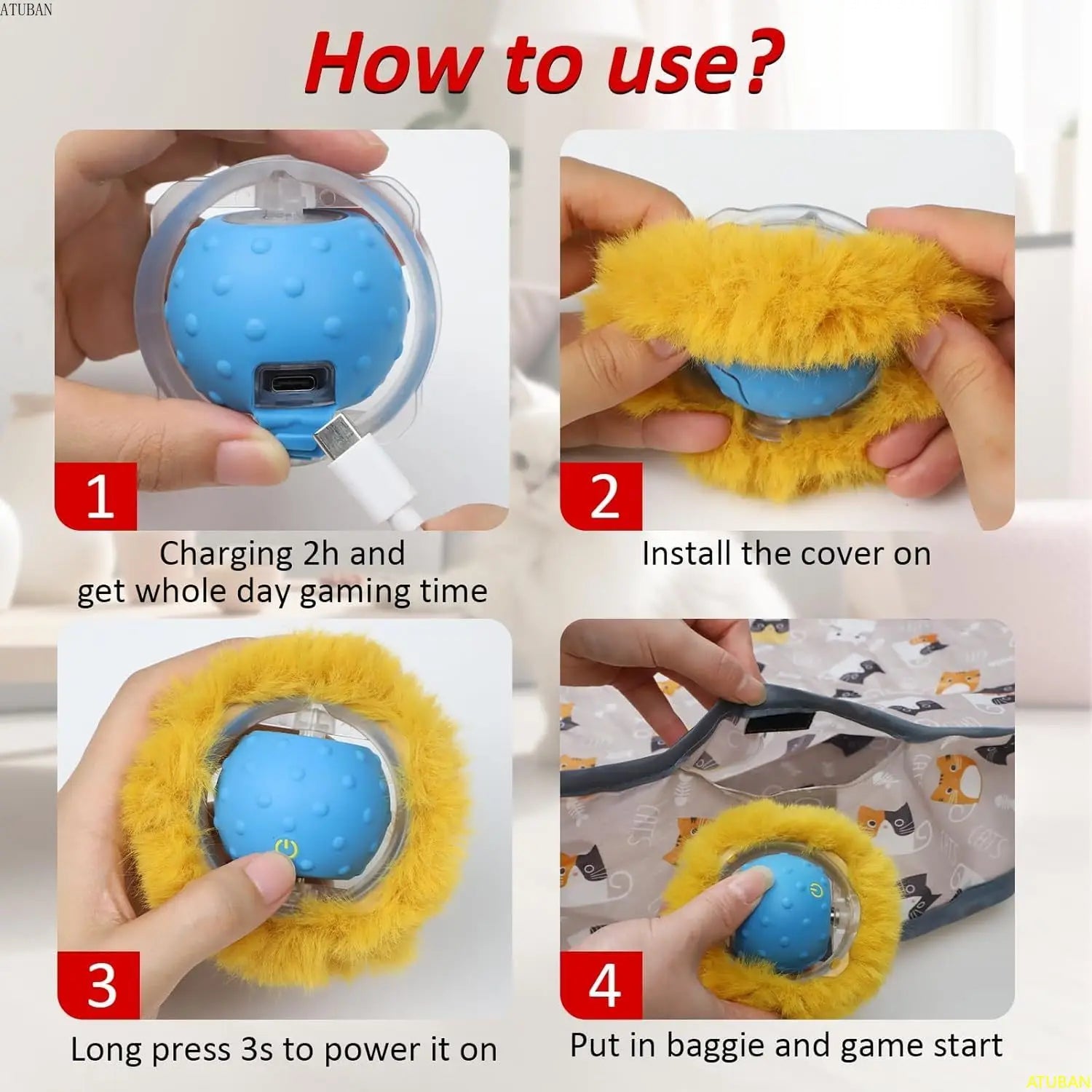 Electric Cat Toys,Hide and Seek Kitten Toy,Chirping&Motion Activated Interactive Cat Toy,Cats Hiding Cover Exercise Toy