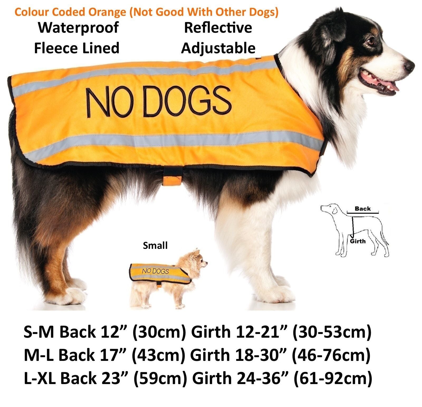 Dog Coats S M XL Warm Reflective Waterproof Fleece Lined by Friendlydogcol
