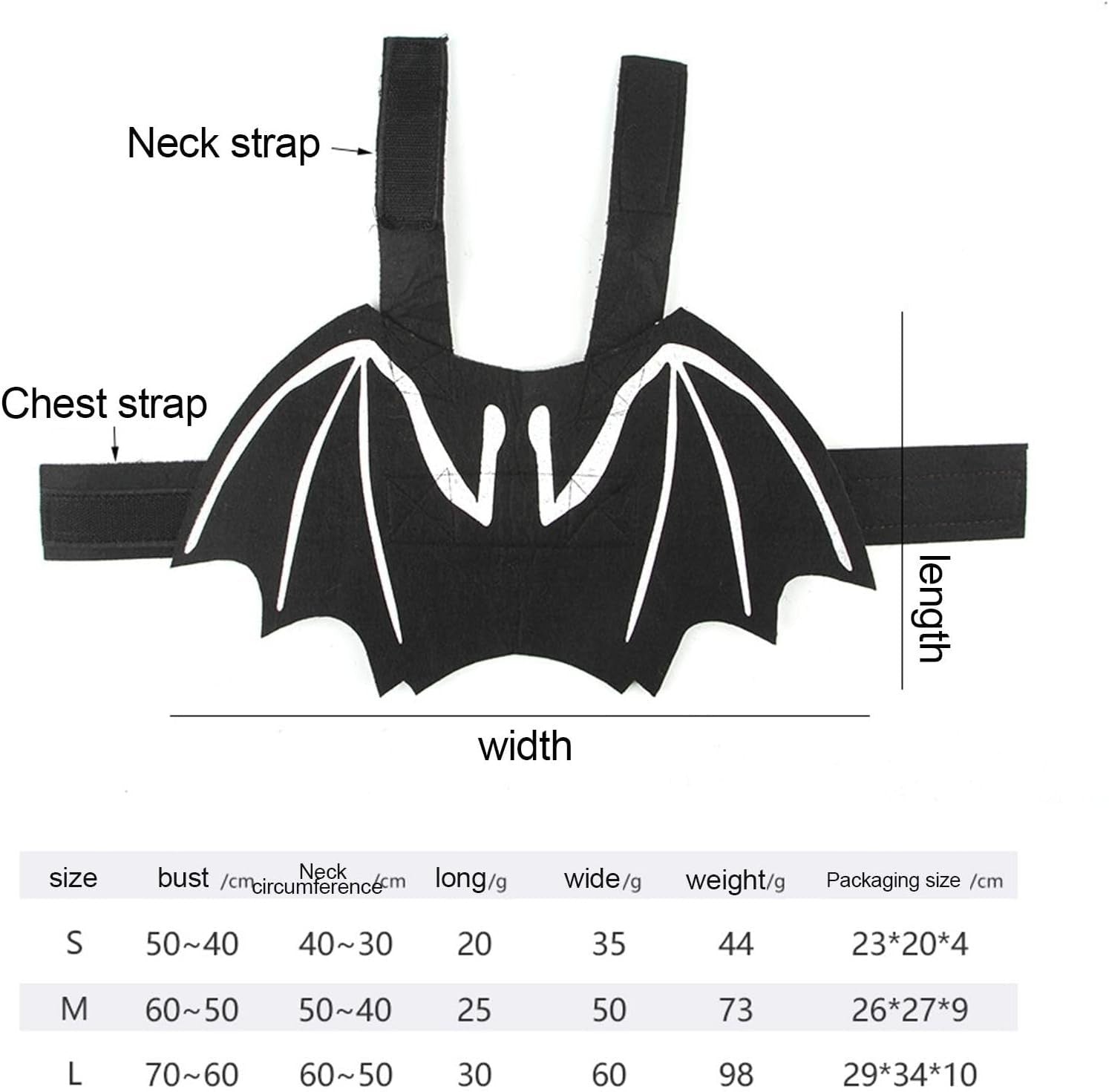 Bat Wings Dog Costume, Glow in the Dark Pet Cosplay Outfit, Halloween or Party