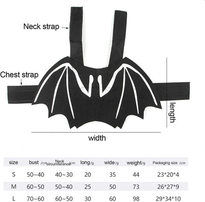 Bat Wings Dog Costume, Glow in the Dark Pet Cosplay Outfit, Halloween or Party
