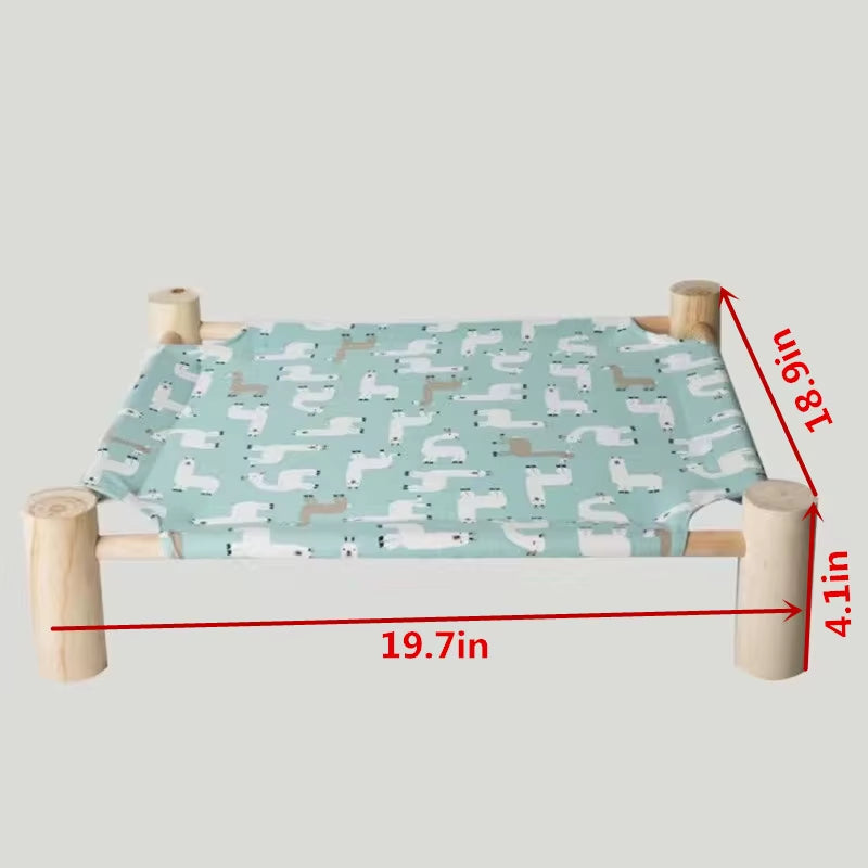 Cat Bed Elevated Bed Canvas House Cat Solid Wood Hammock Pet Camping Bed Cat House Portable Removable Washable Pet Supplies