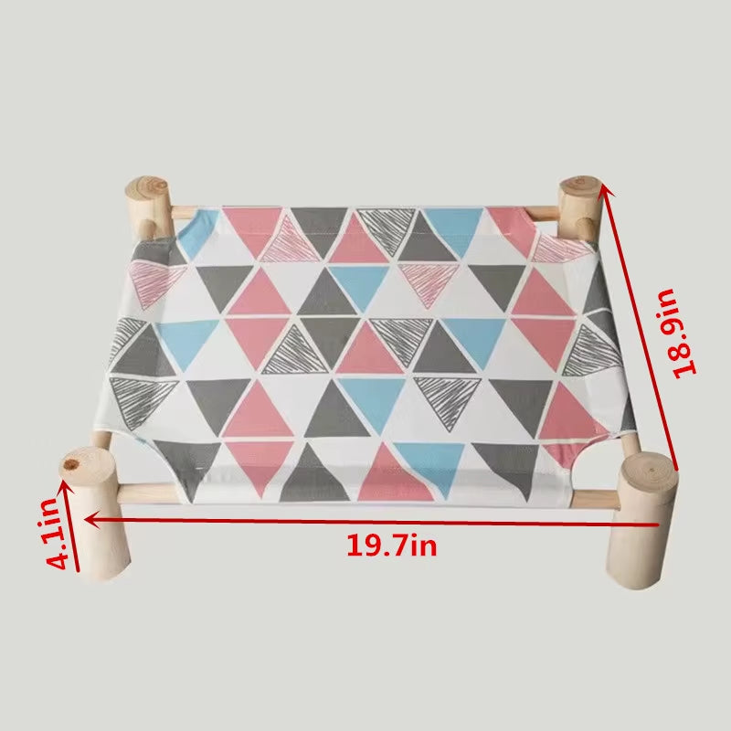 Cat Bed Elevated Bed Canvas House Cat Solid Wood Hammock Pet Camping Bed Cat House Portable Removable Washable Pet Supplies