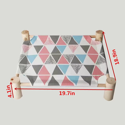 Cat Bed Elevated Bed Canvas House Cat Solid Wood Hammock Pet Camping Bed Cat House Portable Removable Washable Pet Supplies