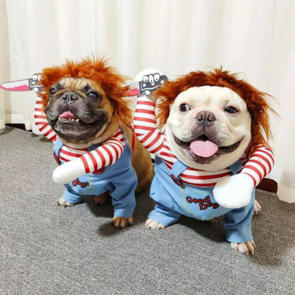 Pet Chucky Dogs Halloween Costume Party Cosplay Pets Fancy Dress Jumpsuits UK